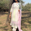 Komal Cream Lilac Cotton Suit