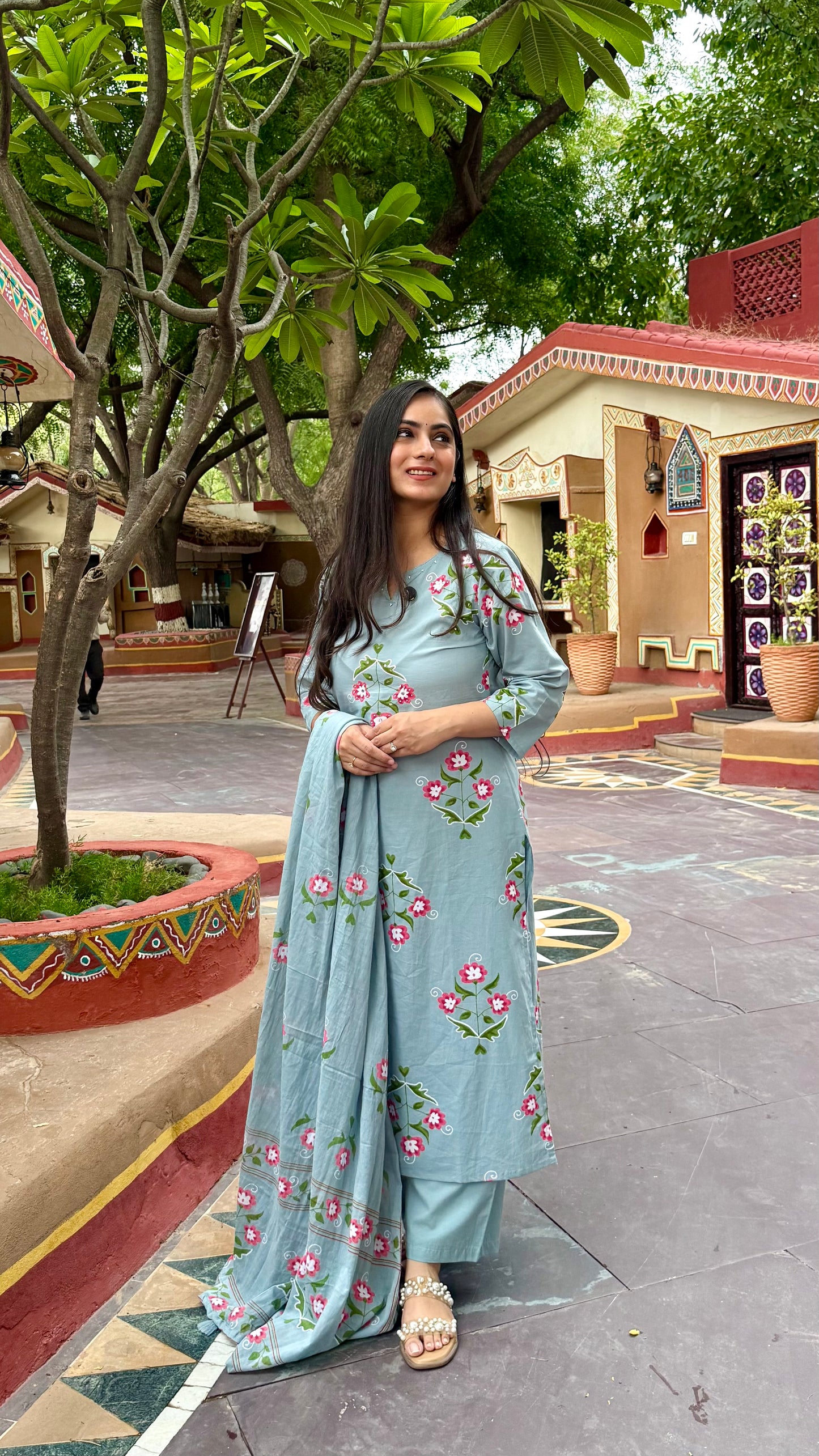 Prisha Blue Floral Suit