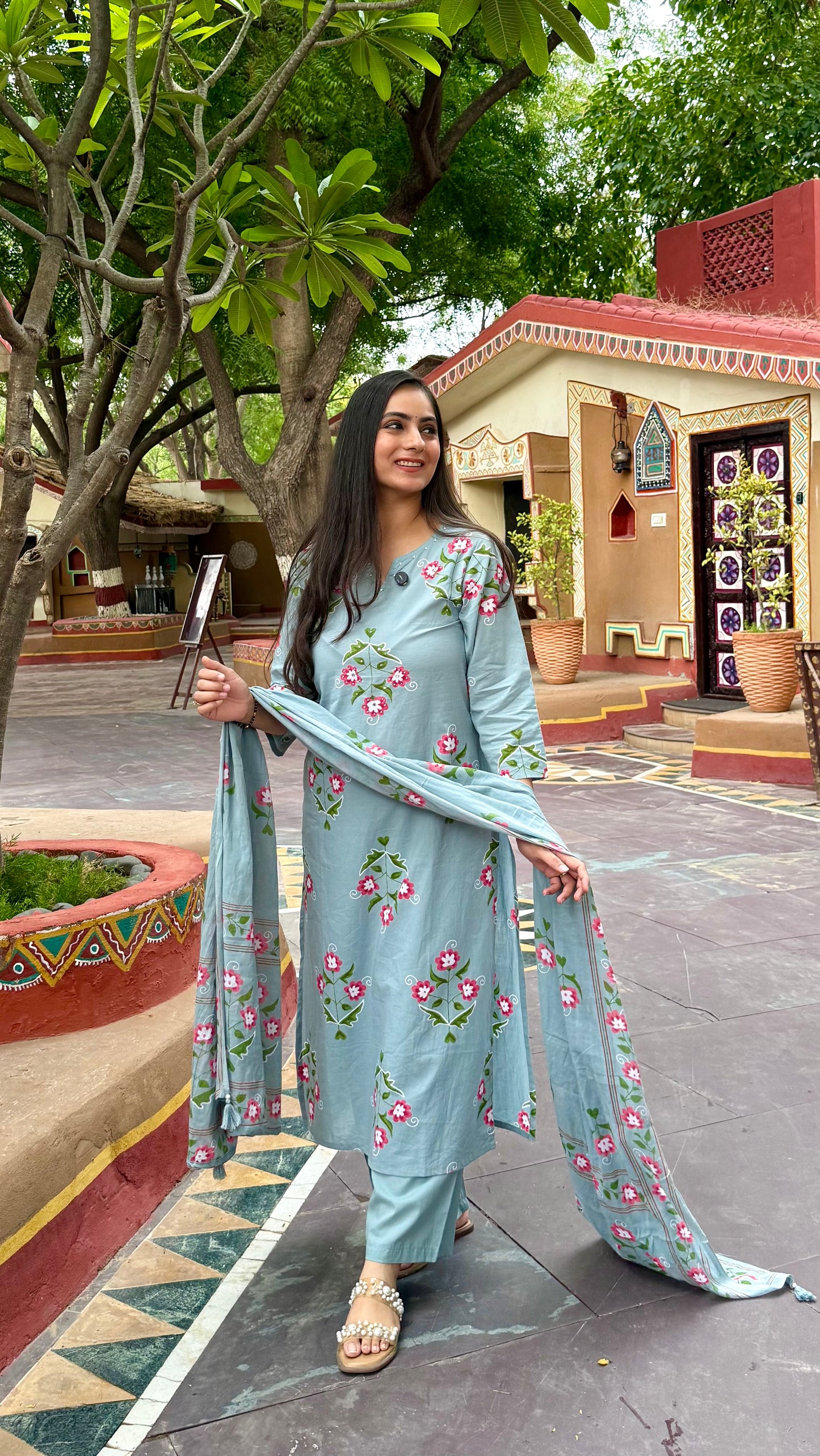 Prisha Blue Floral Suit