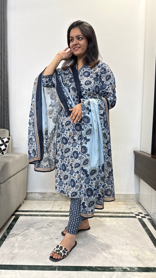 Prachi Blue Floral Suit