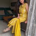 Shagun Mustard Sleeveless Cotton Suit