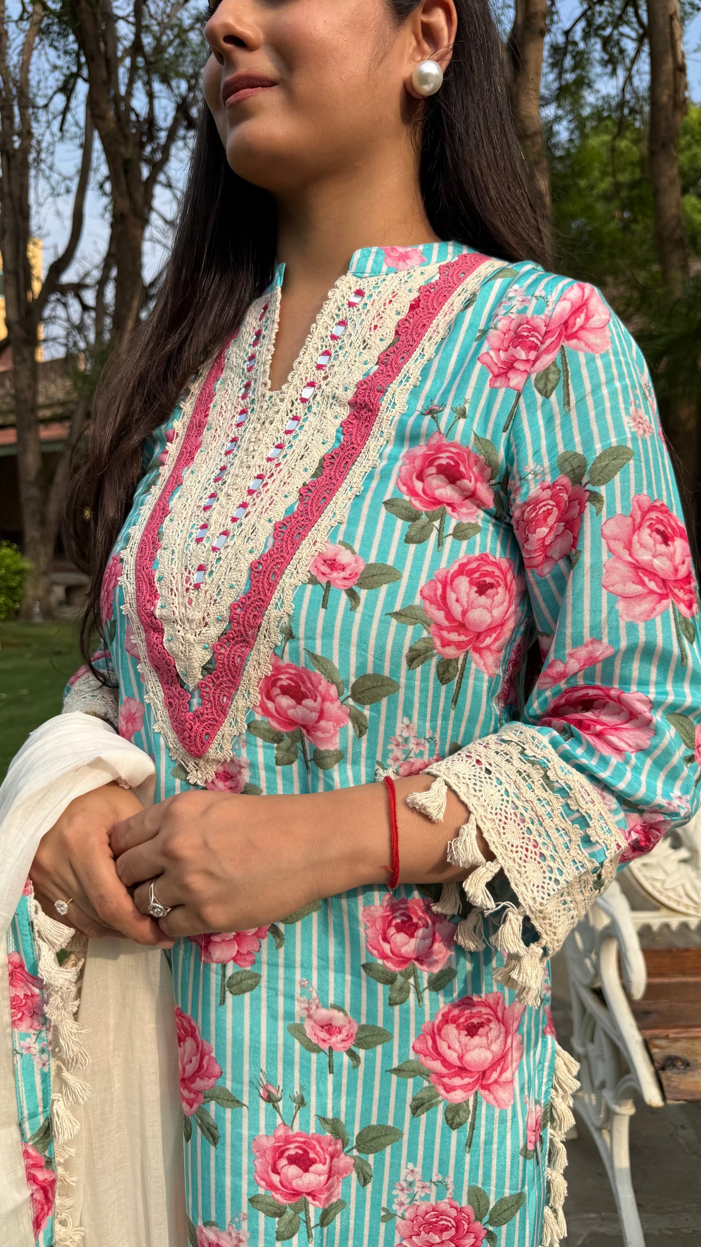 Blue Rose Lace Suit