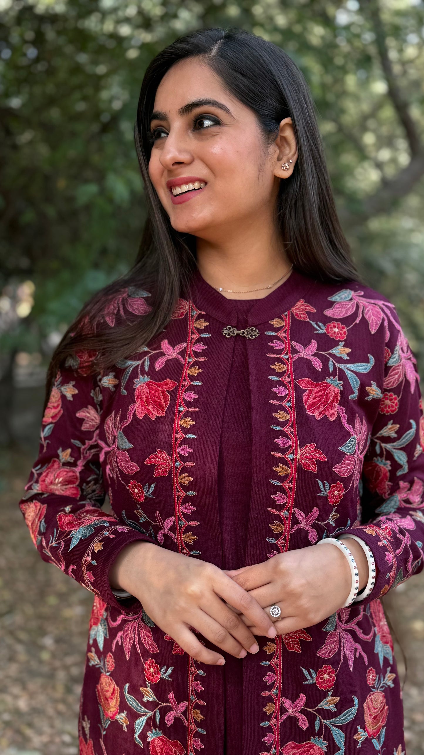 Diksha Wine Jacket Set