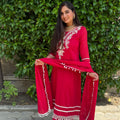 Tara Red Embroidered Suit