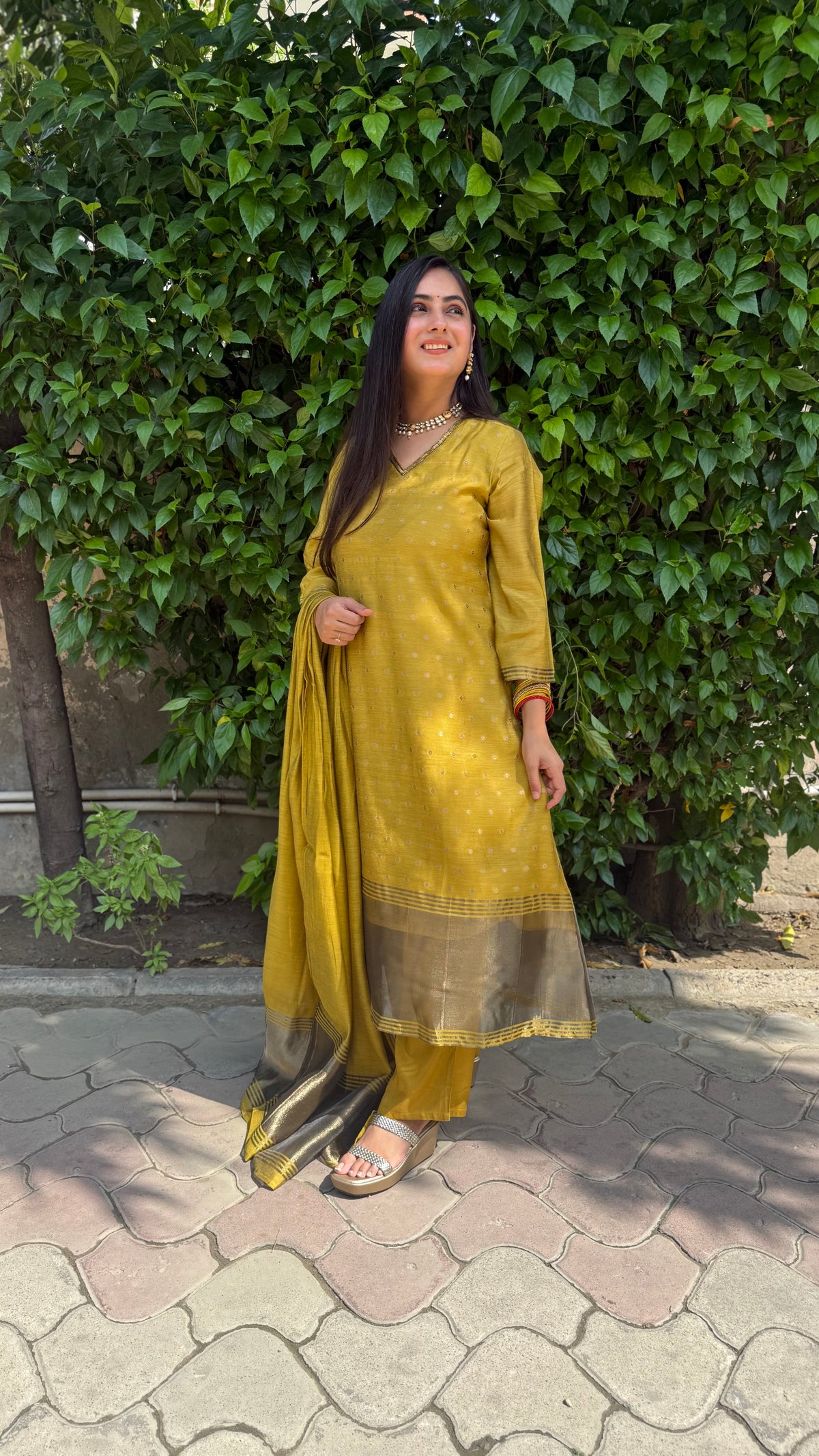 Diya Mustard Chanderi Suit