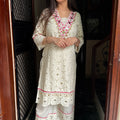 Mehak Cream Schiffli Coord Set