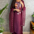 Shreya Wine Sharara Suit