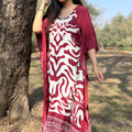 Rehmat Maroon Muslin Kaftan Set