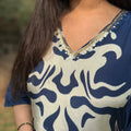 Rehmat Blue Muslin Kaftan Set
