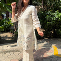Mysha Off-White Floral Embroidered Coord Set