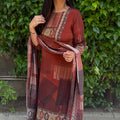 Reet Rust Patchwork Print Suit