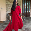 Anika Red Patchwork Suit Set