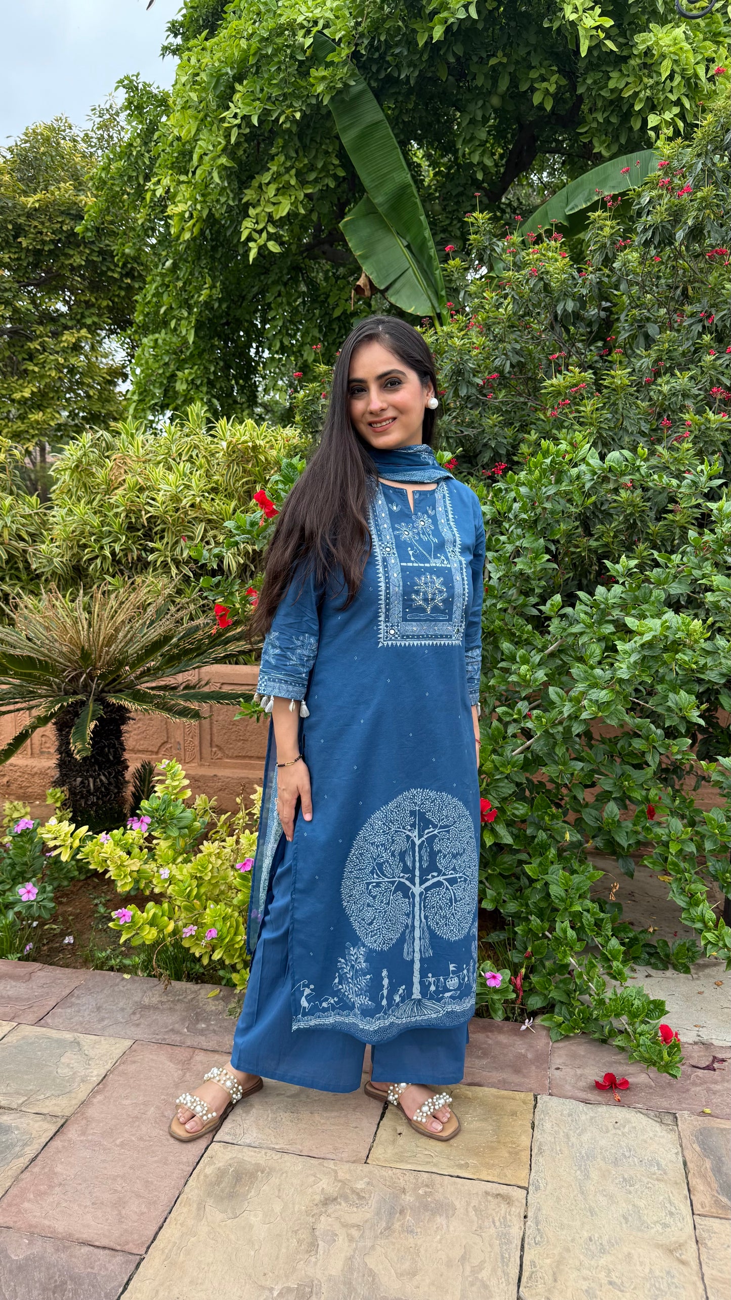 Blue Motif Suit Set