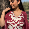 Rehmat Maroon Muslin Kaftan Set