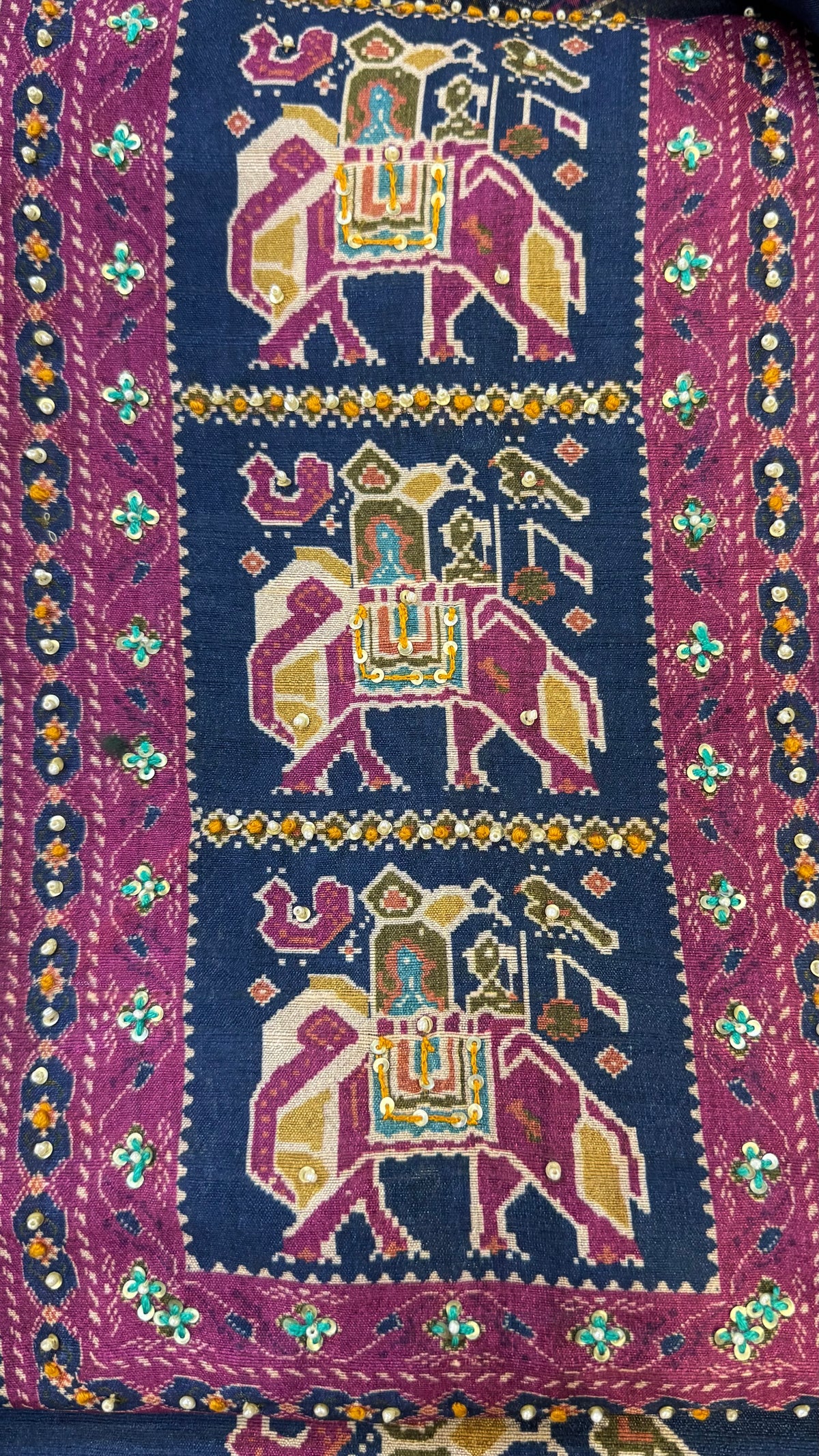 Anika Navy Motif Unstitched Suit