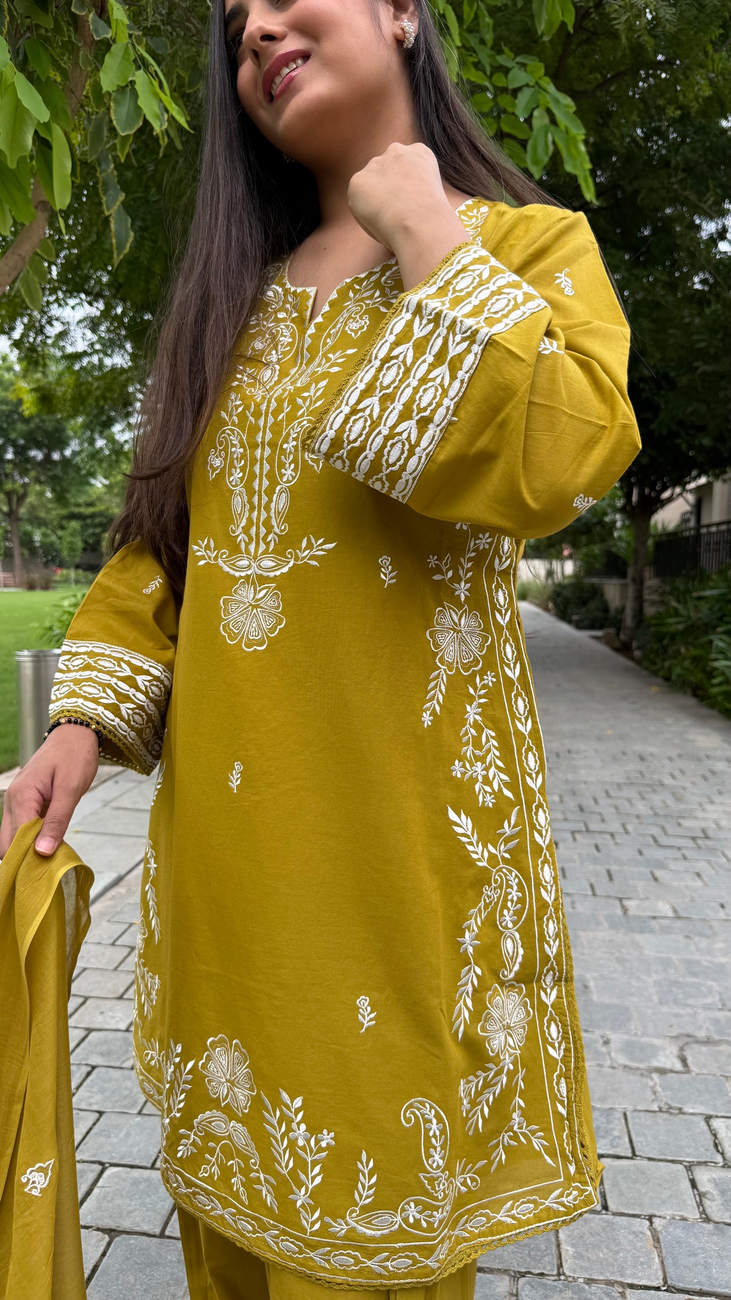 Zoya Mustard Green Farshi Suit