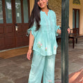 Mint Pintuck Embroidered Co-ord Set