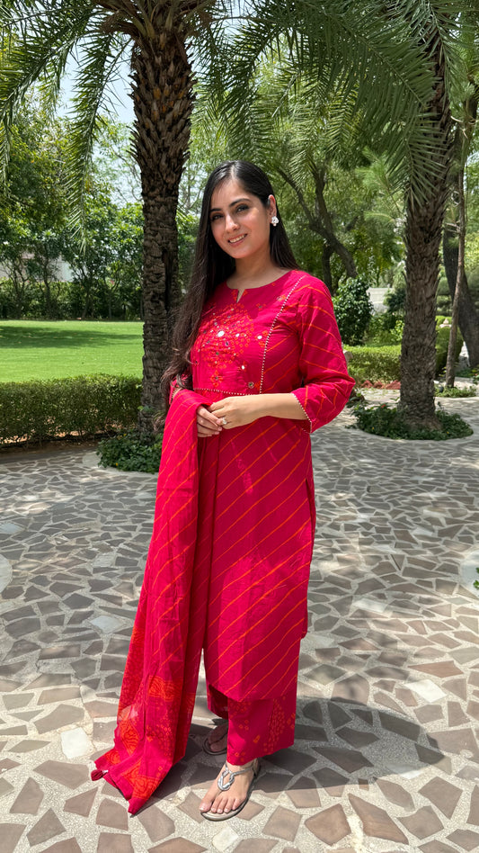 Leheriya Pink Mirror Suit Set