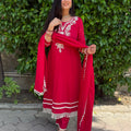 Tara Red Embroidered Suit