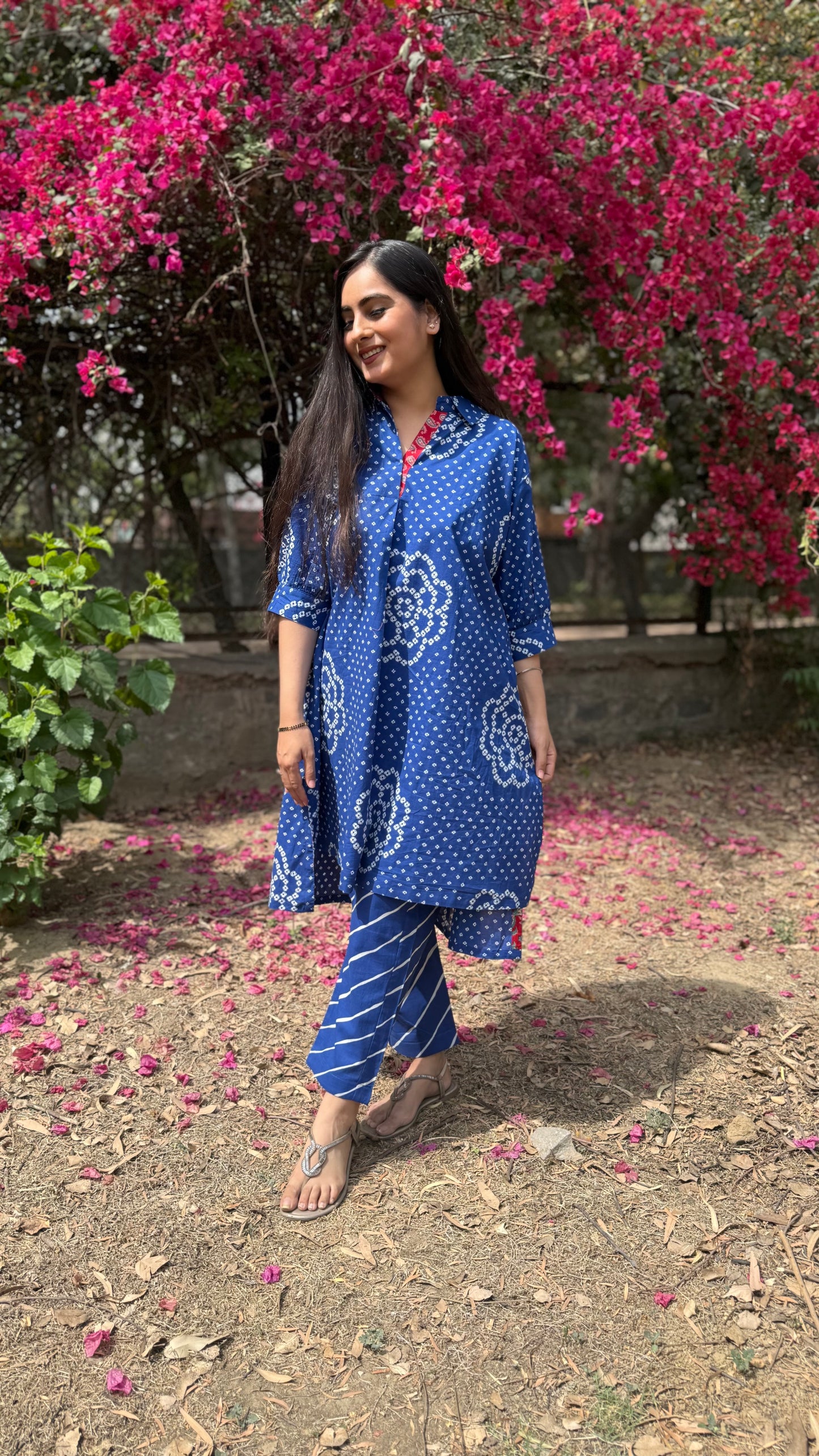 Indigo Bandhej Coord Set