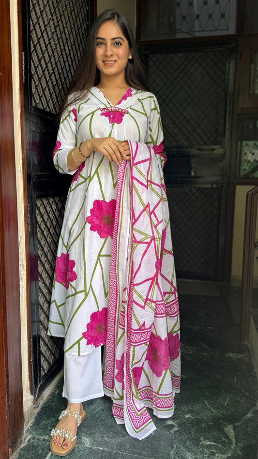 Tanya Pink White A-Line Suit