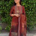 Reet Rust Patchwork Print Suit
