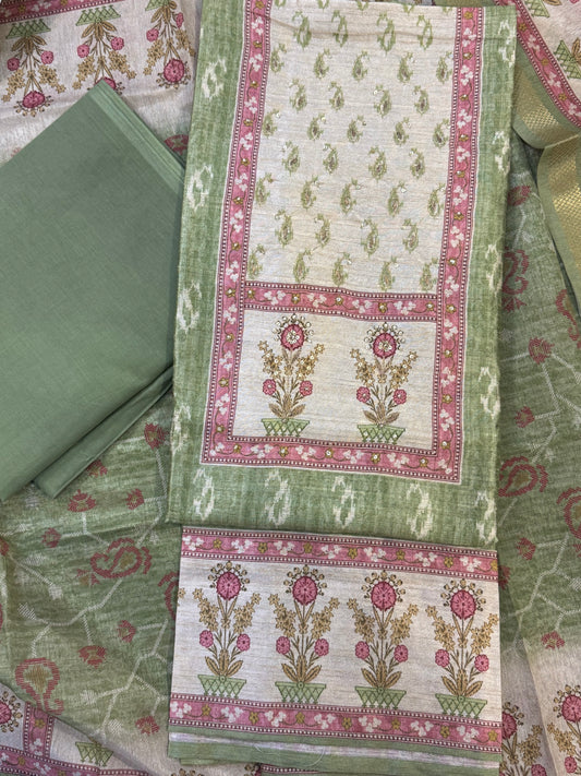 Zara Green Embroidered Unstitched Suit