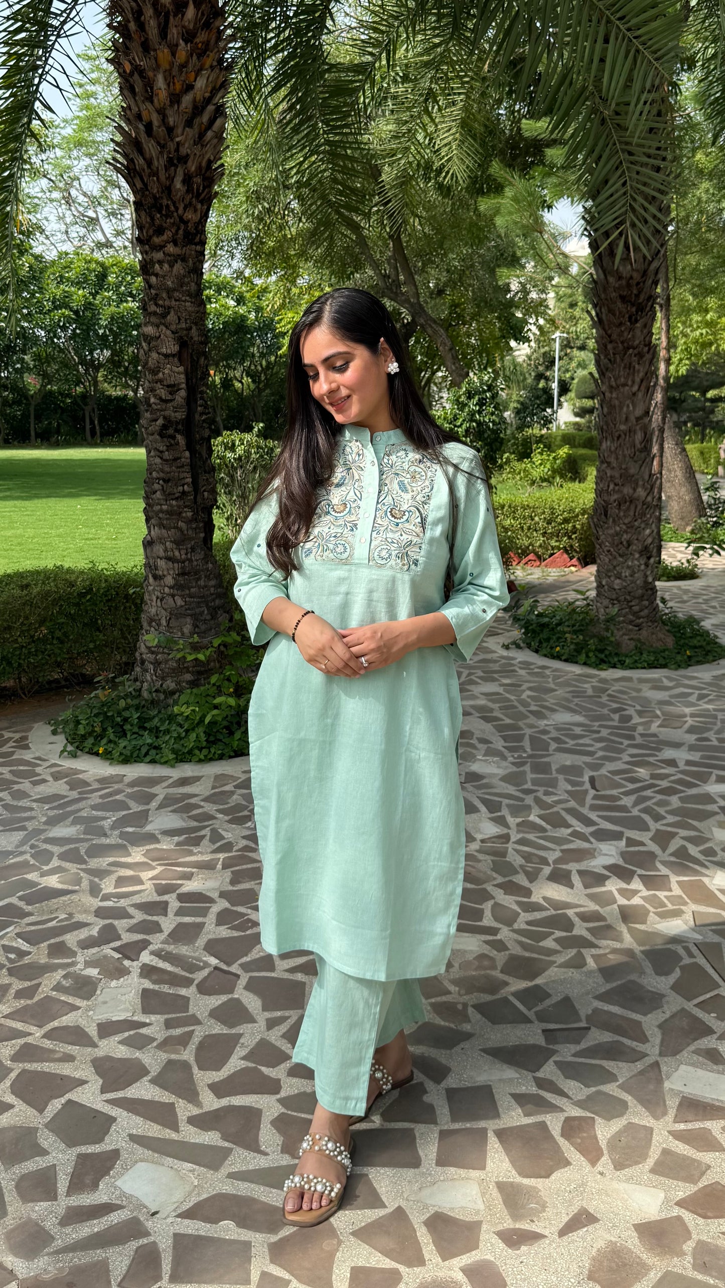 Mint Green Embroidered Co-ord Set