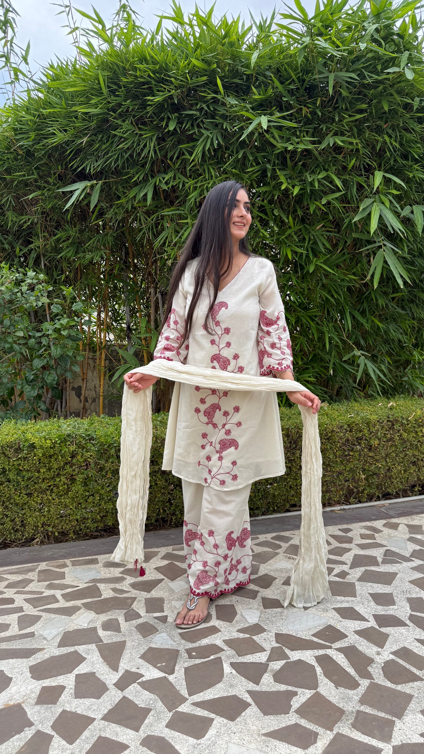 Sahiba Off White A-Line Suit