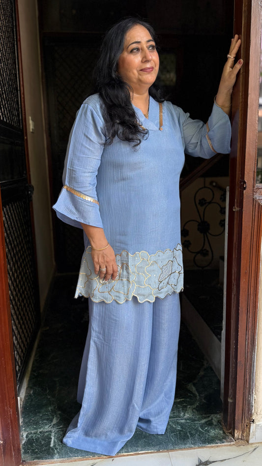 Surbhi Ice Blue Coord Set