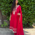 Tara Red Embroidered Suit