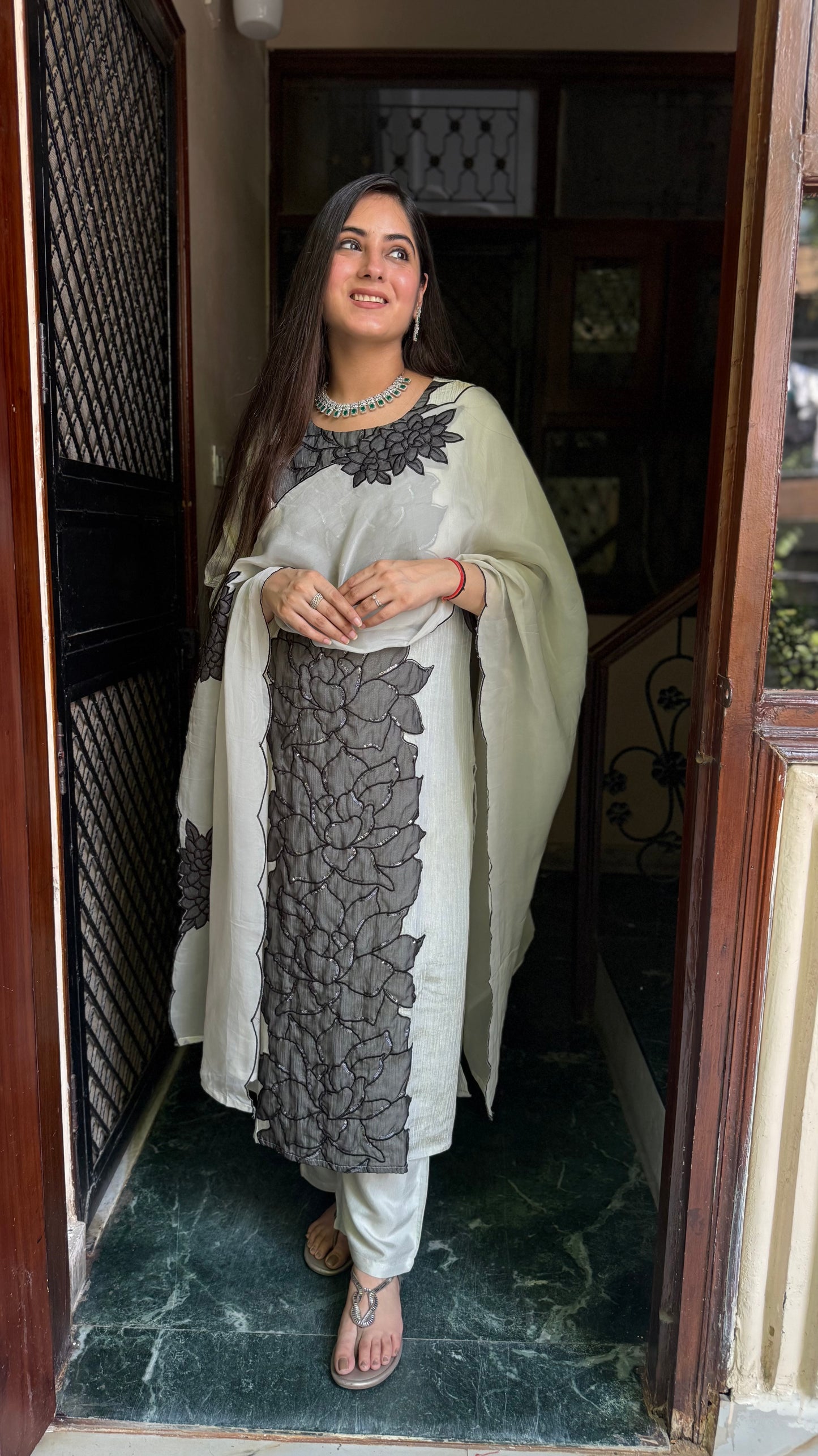 Priya Grey Tissue Suit