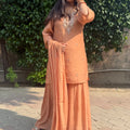Avika Brown Embroidered Sharara Set