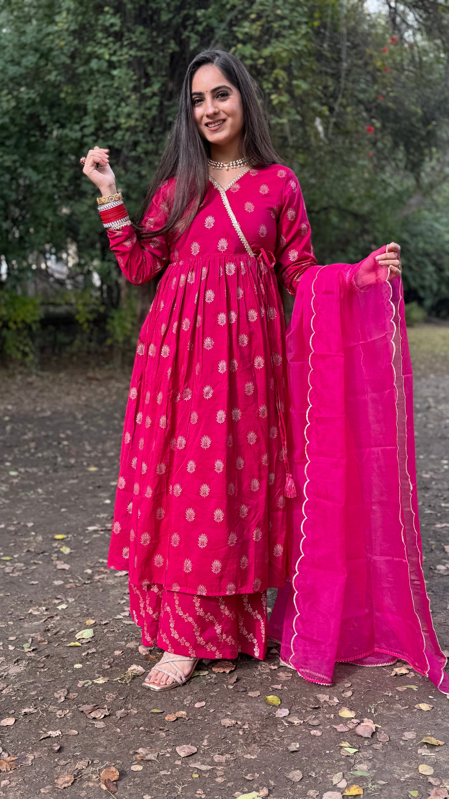 Ria Pink Angrakha Set