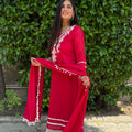 Tara Red Embroidered Suit