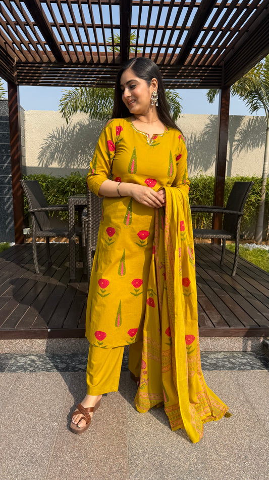 Misha Mustard Cotton Suit