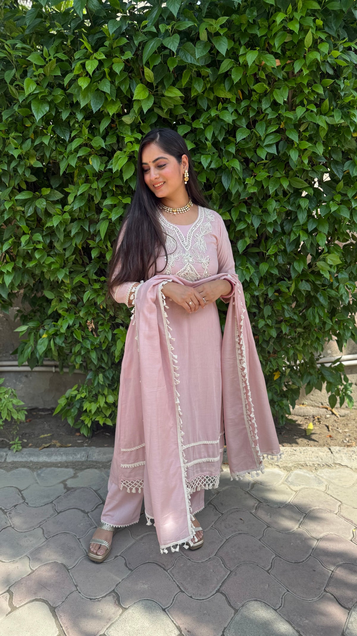 Tara Pink Embroidered Suit