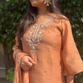 Avika Brown Embroidered Sharara Set