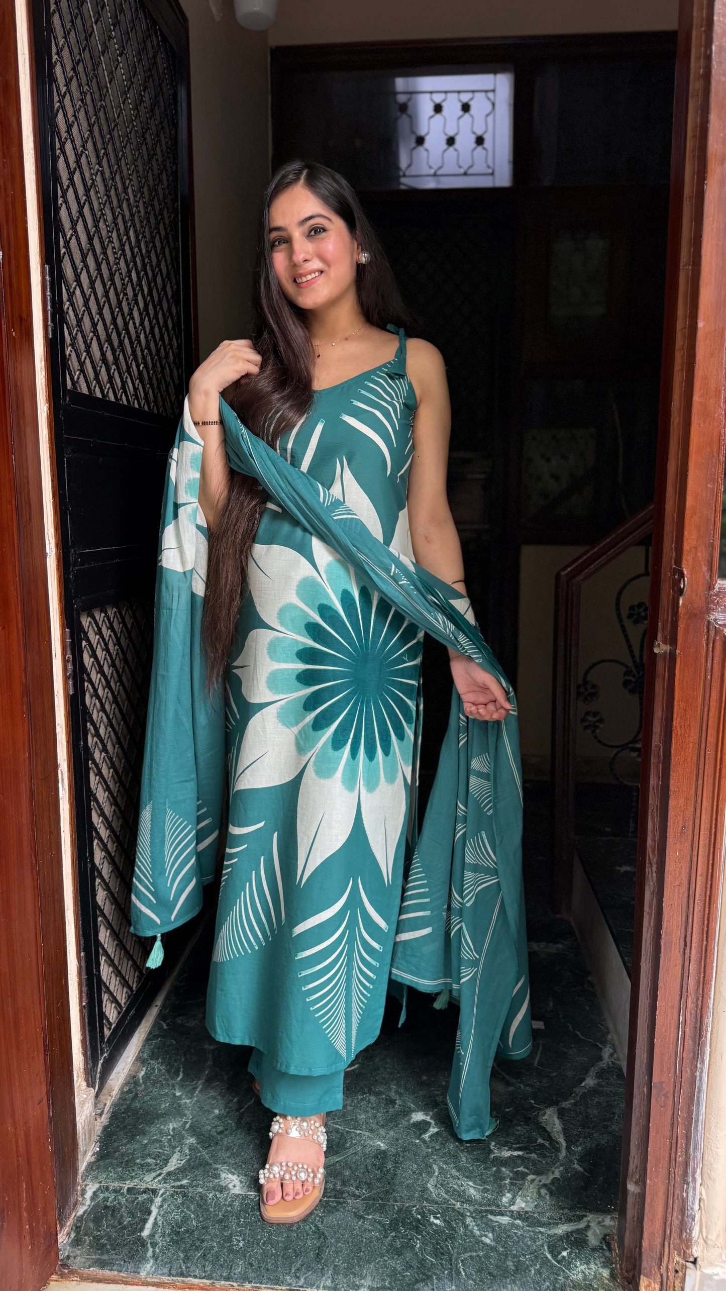 Chhavi Teal Green Strap Suit