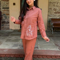 Neha Rust Embroidered Coord Set