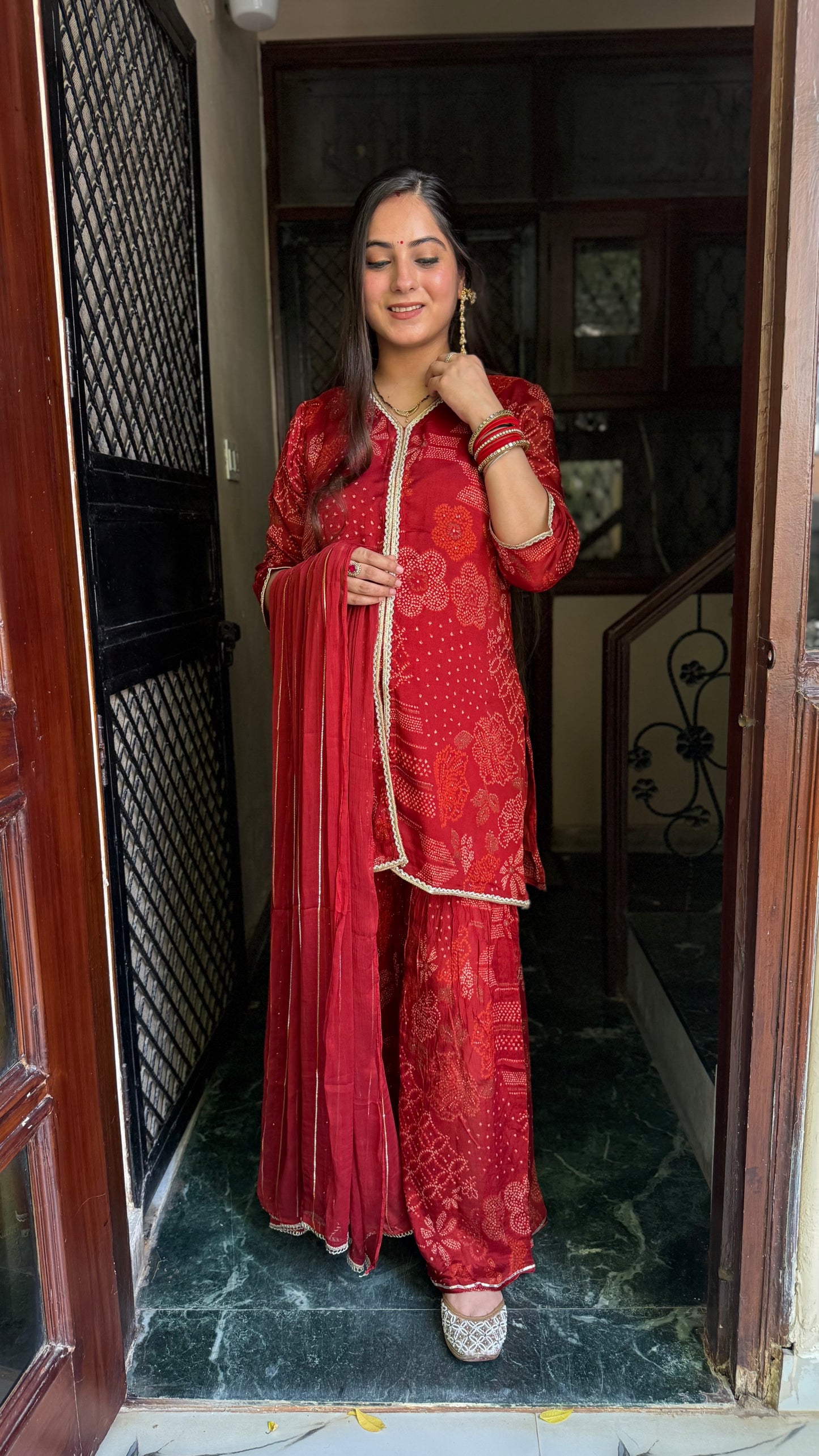 Fiza Garnet Chinnon Garara Suit