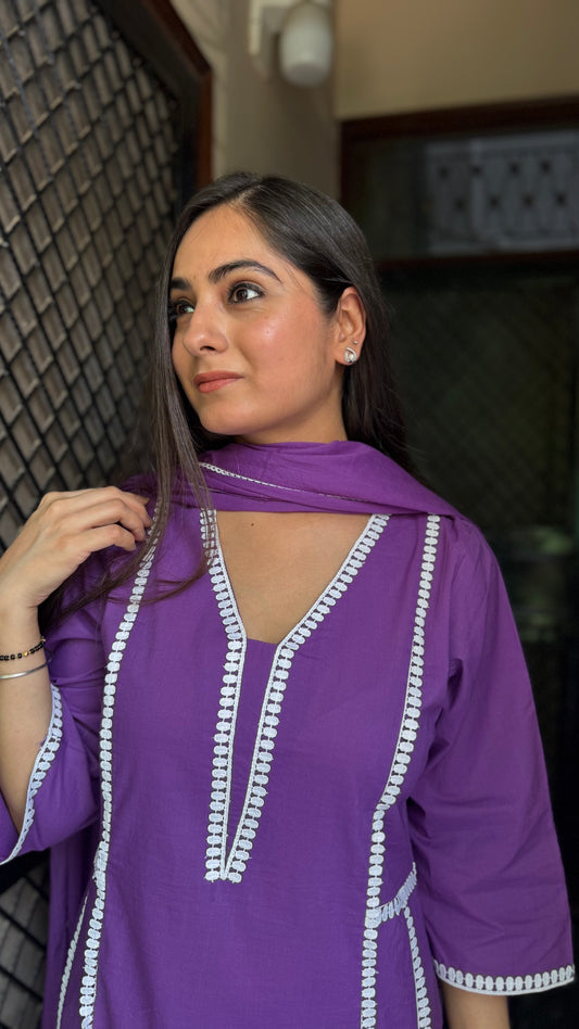 Swati Purple Lace Suit