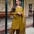 Earthy Mustard Floral Farshi Suit