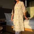 Sunflower White Mul Coord Set