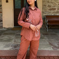 Neha Rust Embroidered Coord Set