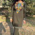 Komal Olive Green Embroidered Coord Set