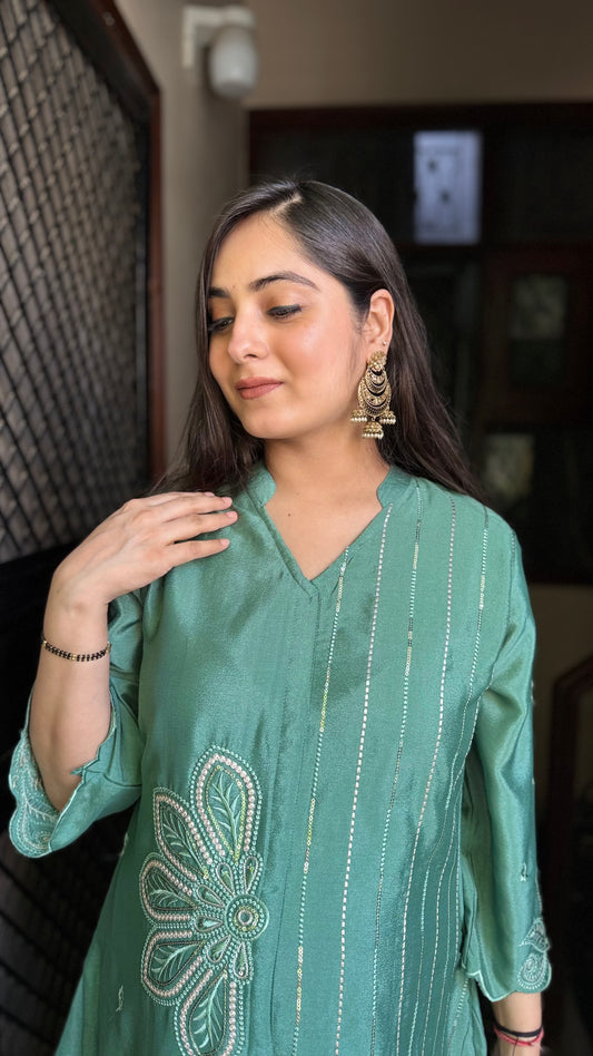 Mahira Green Chinnon Coord Set