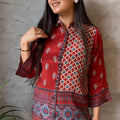 Rustic Maroon Button-Down Top