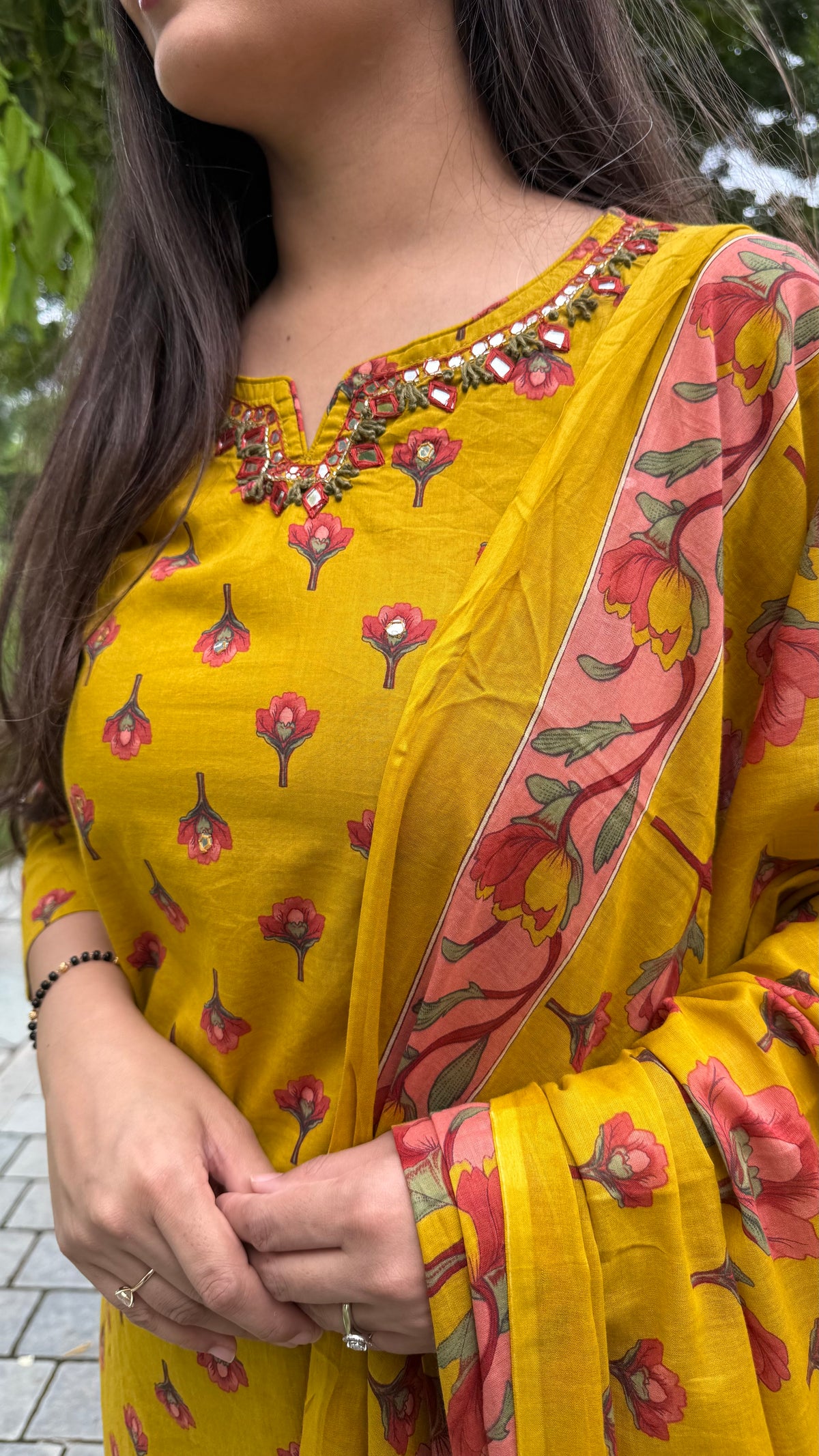 Manya Mustard Floral Sharara Suit