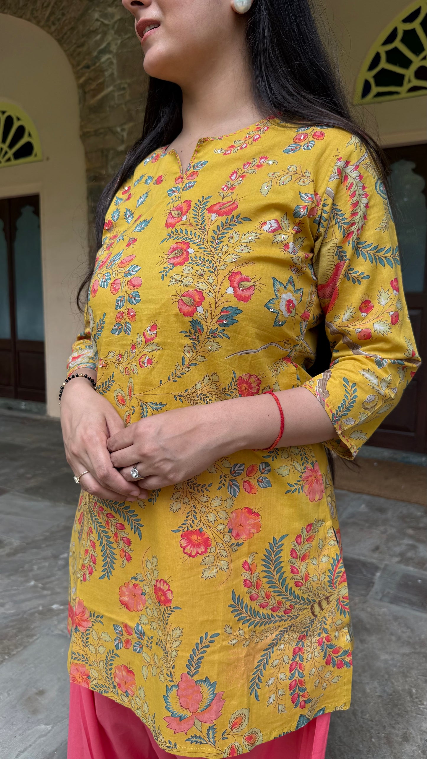 Kiara Mustard Floral Farshi Set